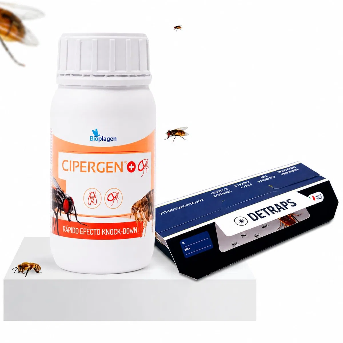 Insecticida Concentrado 250 ml + Trampas Adhesivas XL para Cucarachas e Insectos | Cipermetrina 9,3% | Acción Inmediata y Prolongada | Adhesivo Extra Fuerte | Control Integral Hogares y Exteriores