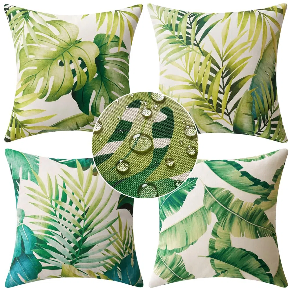 MIULEE 4 Piezas Fundas de Cojín Impermeables Almohadas Fundas de Cojín Oxford para Exterior Salón Cama Silla Habitación Balcón Oficina Dormitorio
