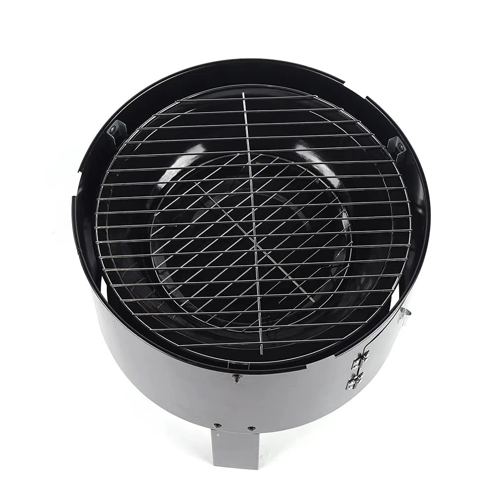 Horno para ahumar 3 en 1 barbacoa de carbón vegetal con termómetro, barril de ahumar con tapa, color negro
