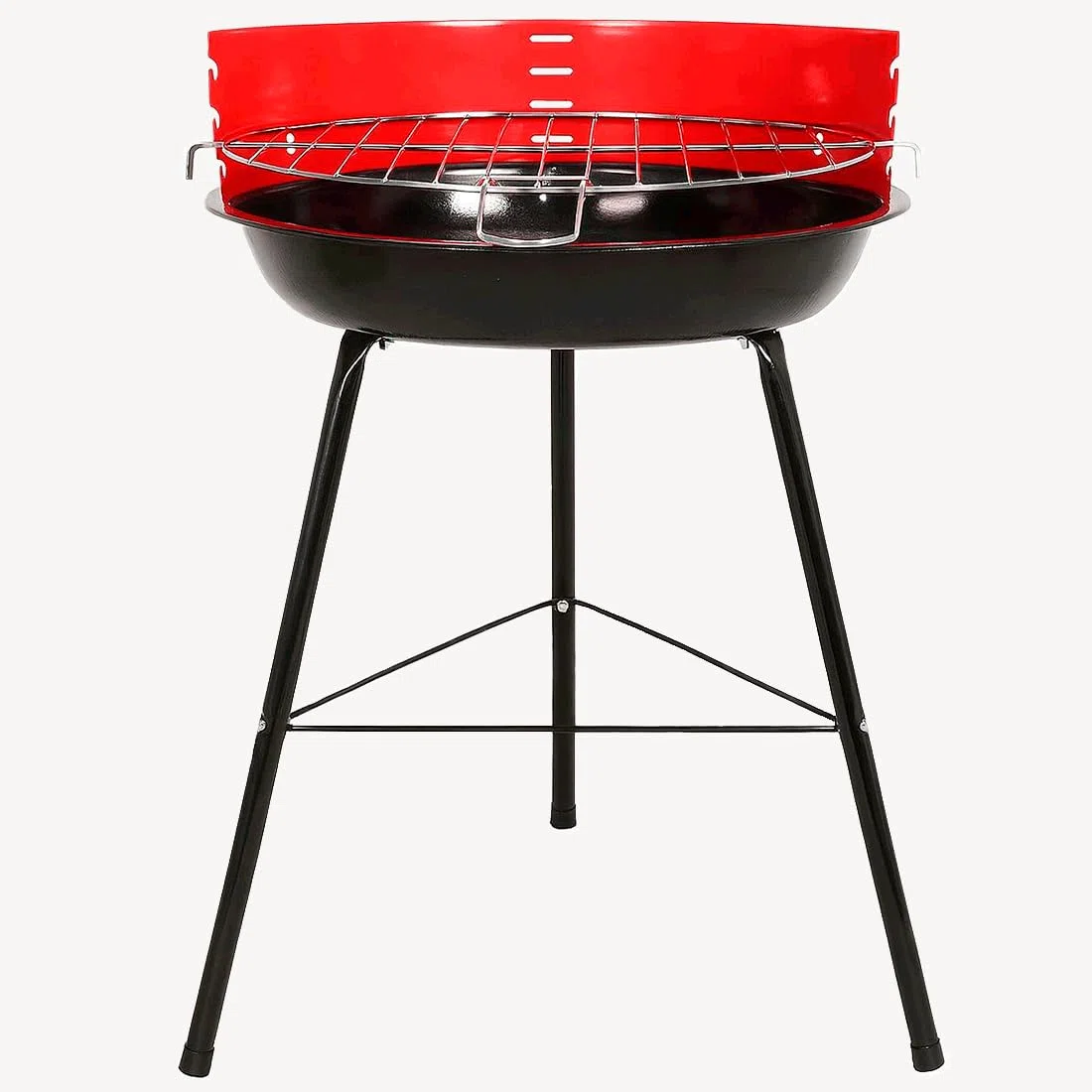 Acomoda Textil – Barbacoa de Carbon con Parrilla Redonda y Estructura de Acero, Ligera y Portatil. Asador 33x56 cm Ideal para Jardin, Camping o Terraza de Facil de Limpieza.