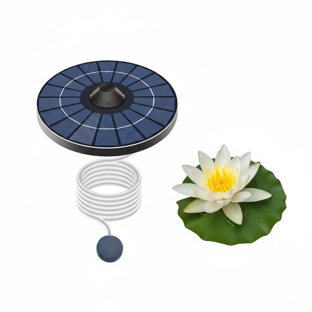PONDON Aireador solar flotante para estanques, oxigenador de 6 V/2,5 W, bomba de aire solar con apagado automático, difusor de burbujas de piedra de silicona, configuración simple para peceras, baños