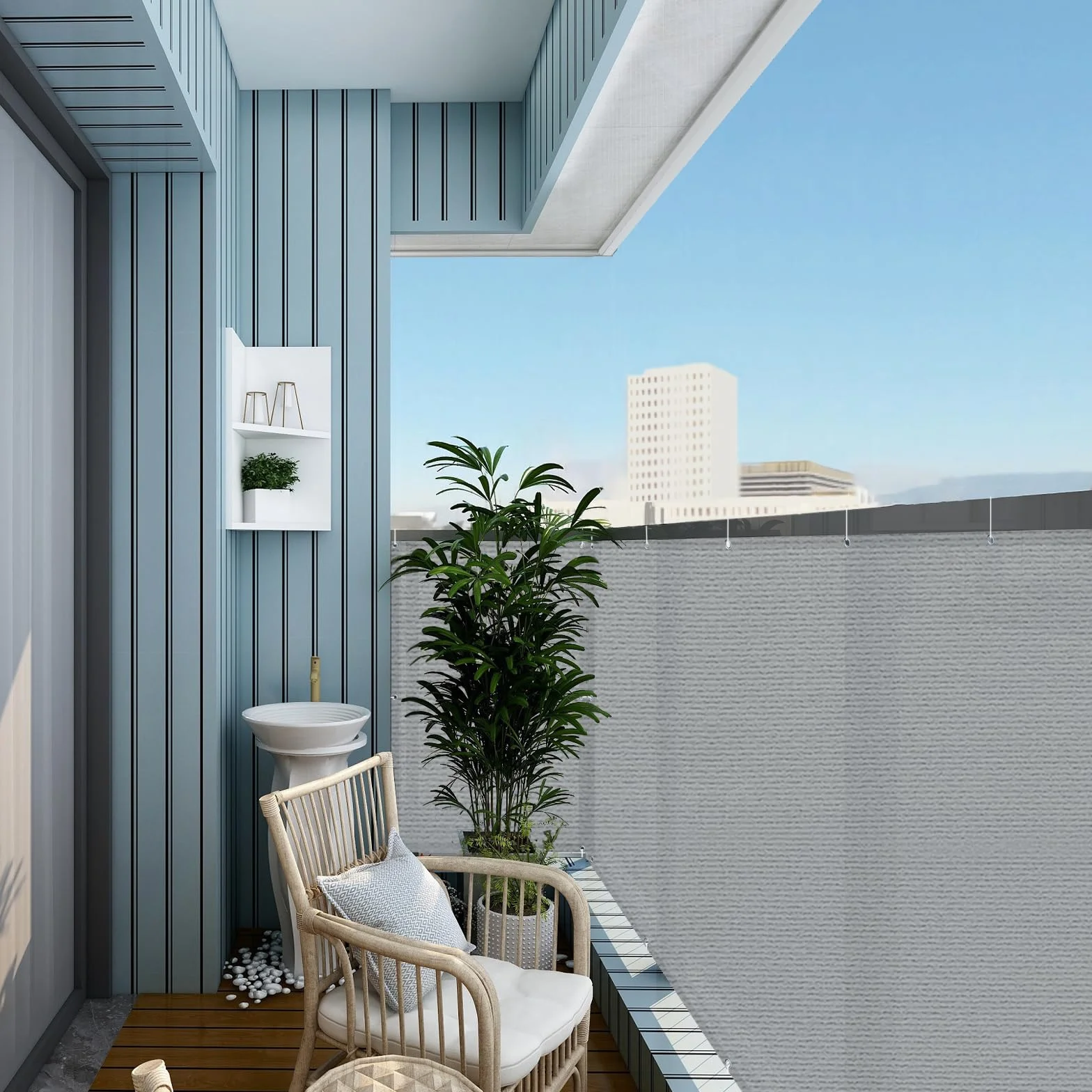 AXT SHADE Pantalla Privacidad Balcón 80x500cm HDPE Ocultacion Balcon Protección Viento y Los Rayos UV con Ataduras de Cables para Exterior Terraza-Gris Claro