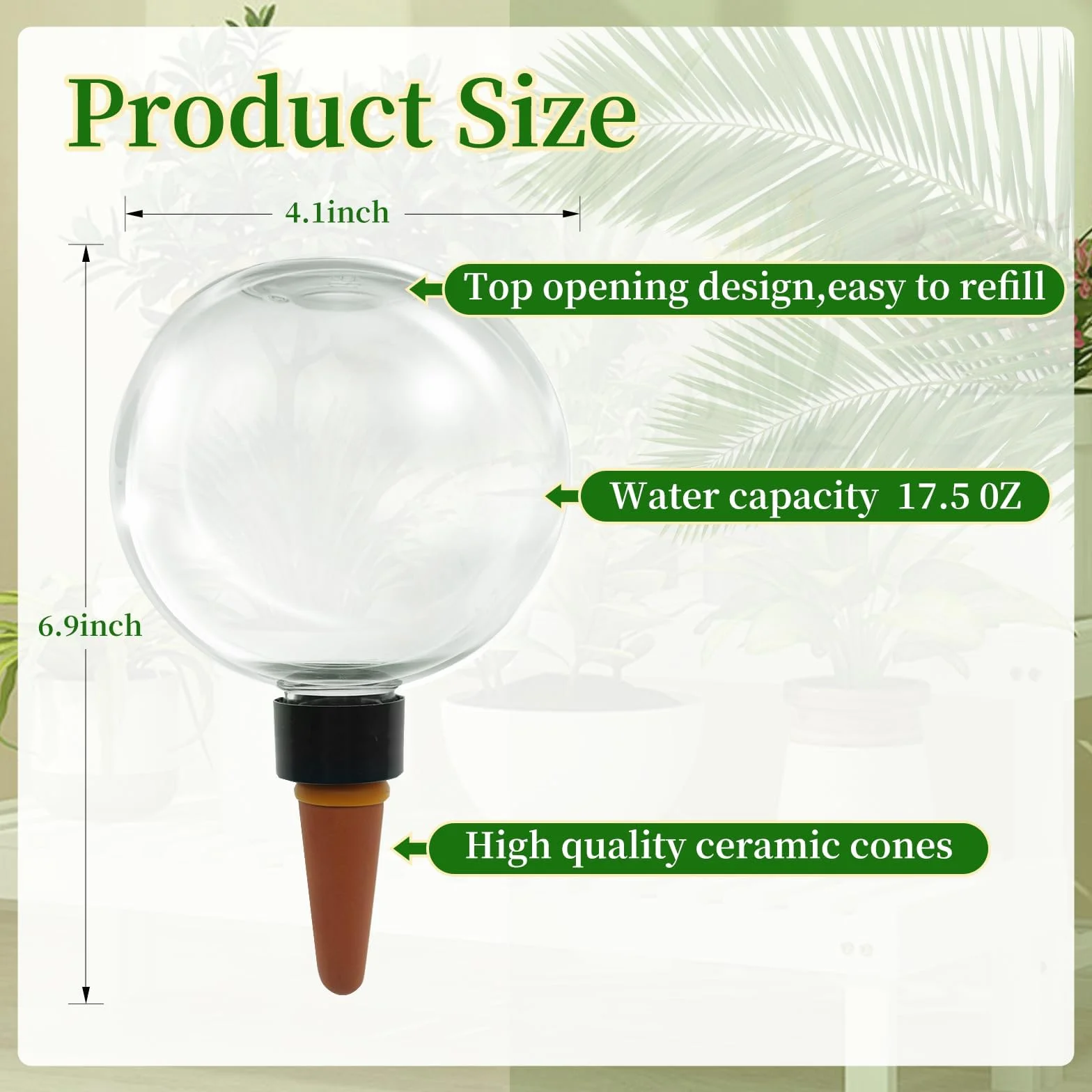 Pipihome Globos de Riego de Plantas, Goteros de Riego de Plantas Arcilla con Cono de Goteo, 4 Pack Bolas de Riego para Plantas Transparente, Globi per Irrigazione Piante