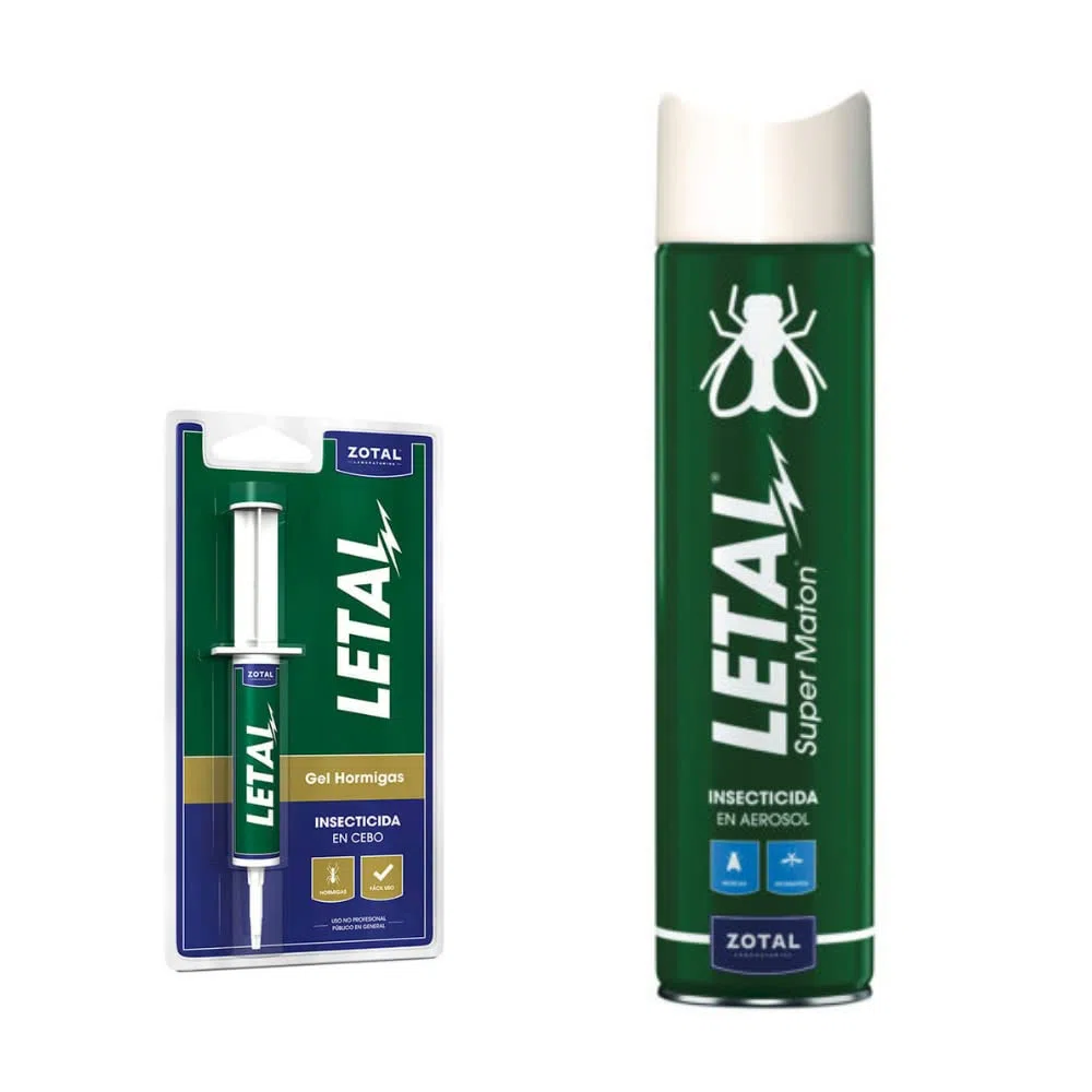 LETAL® Pack Insecticida Gel Hormigas + Super Matón | Pack contra los Insectos en Formato Gel y Aerosol | Insecticidas de acción rápida | Marca Zotal
