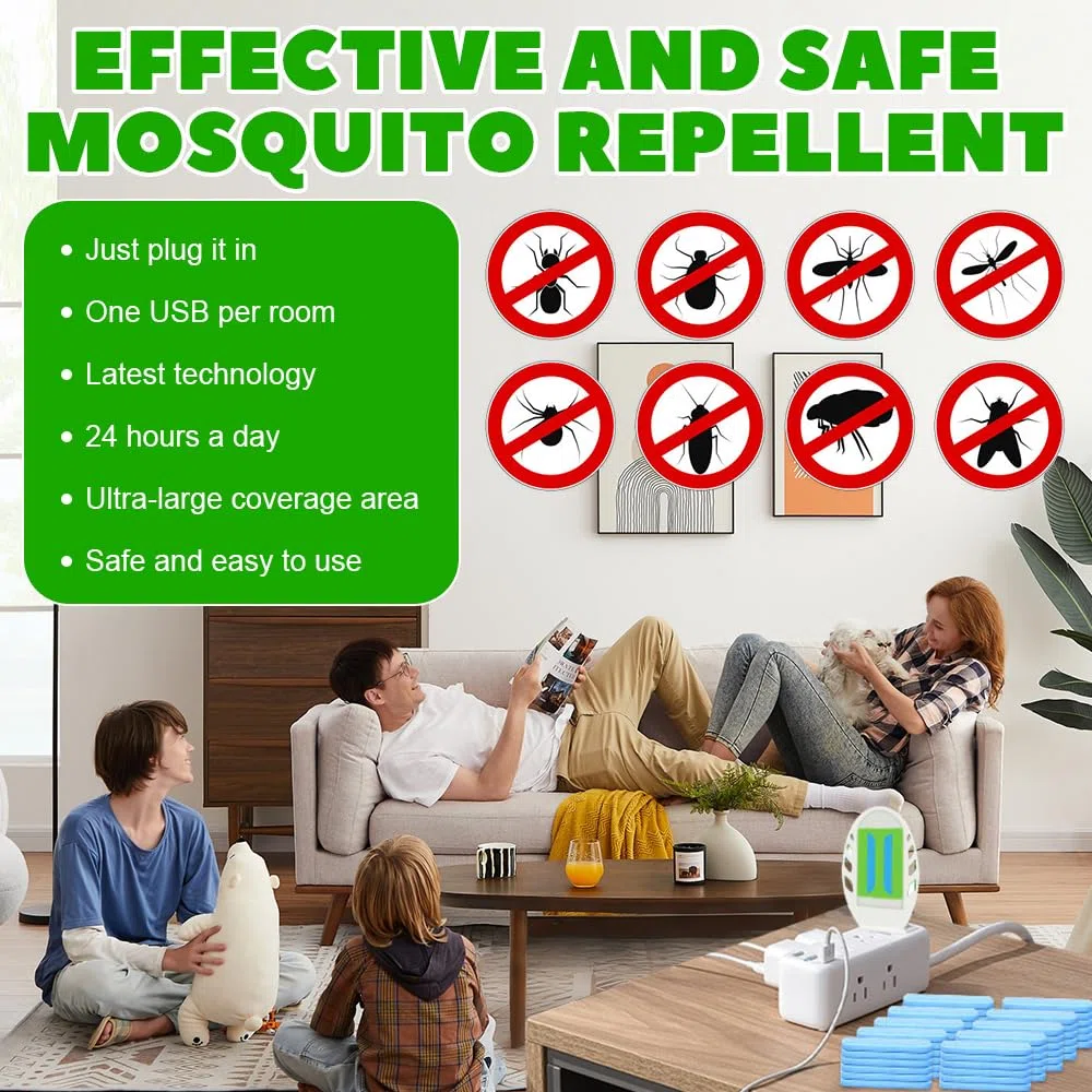 Portátil USB Repelente De Mosquitos Eléctrico, USB-Repelente Mosquitos Eléctrico, Portátil USB Repelente Mosquitos Electrico con 120 Pastillas Repelentes De Mosquitos, para Casa De Verano