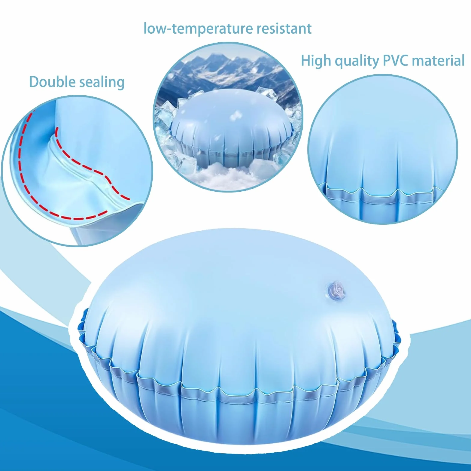 YJSDDNTY1.2x1.2m Cojín de Aire para Piscina de Invierno, cojín de Piscina Hinchable para la mayoría de Tipos de Piscinas, con Cuerdas de 15 m, cojín de Invierno para Piscina Azul