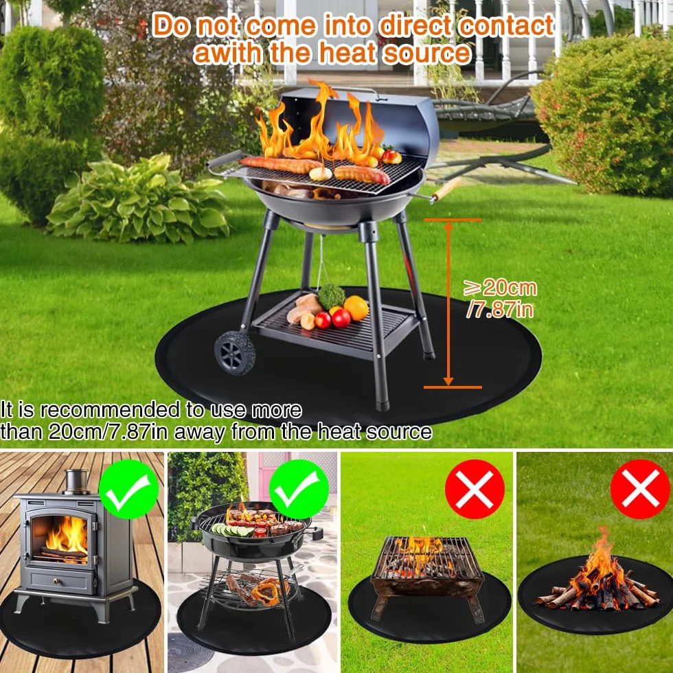 Golgner Base ignífuga de 100 cm, redonda, ignífuga, alfombra ignífuga, alfombra para barbacoa, alfombra para chimenea, fibra de vidrio, lámina de aluminio, para césped, suelo, terraza, camping, etc