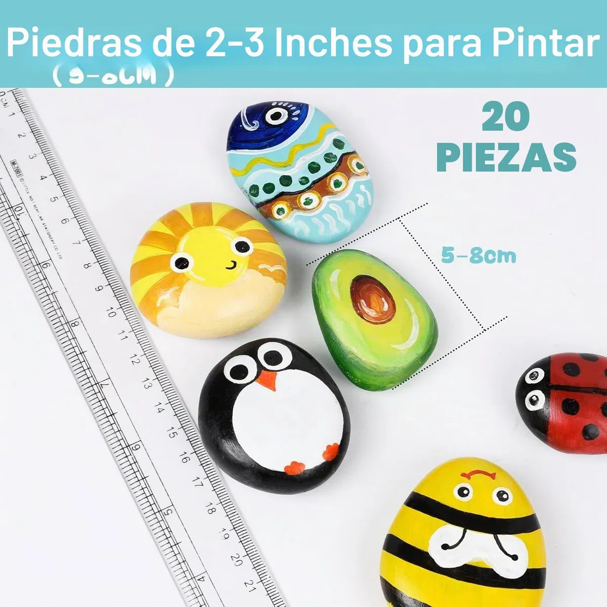 KAHEIGN 20 Piezas Piedras para Pintar, 1,9KG 5-8cm Piedra Planas para Pintadas Guijarros de Río Grandes Lisas Naturales para DIY Manualidades Escuela Amabilidad Pintura Proyecto Decoraciones