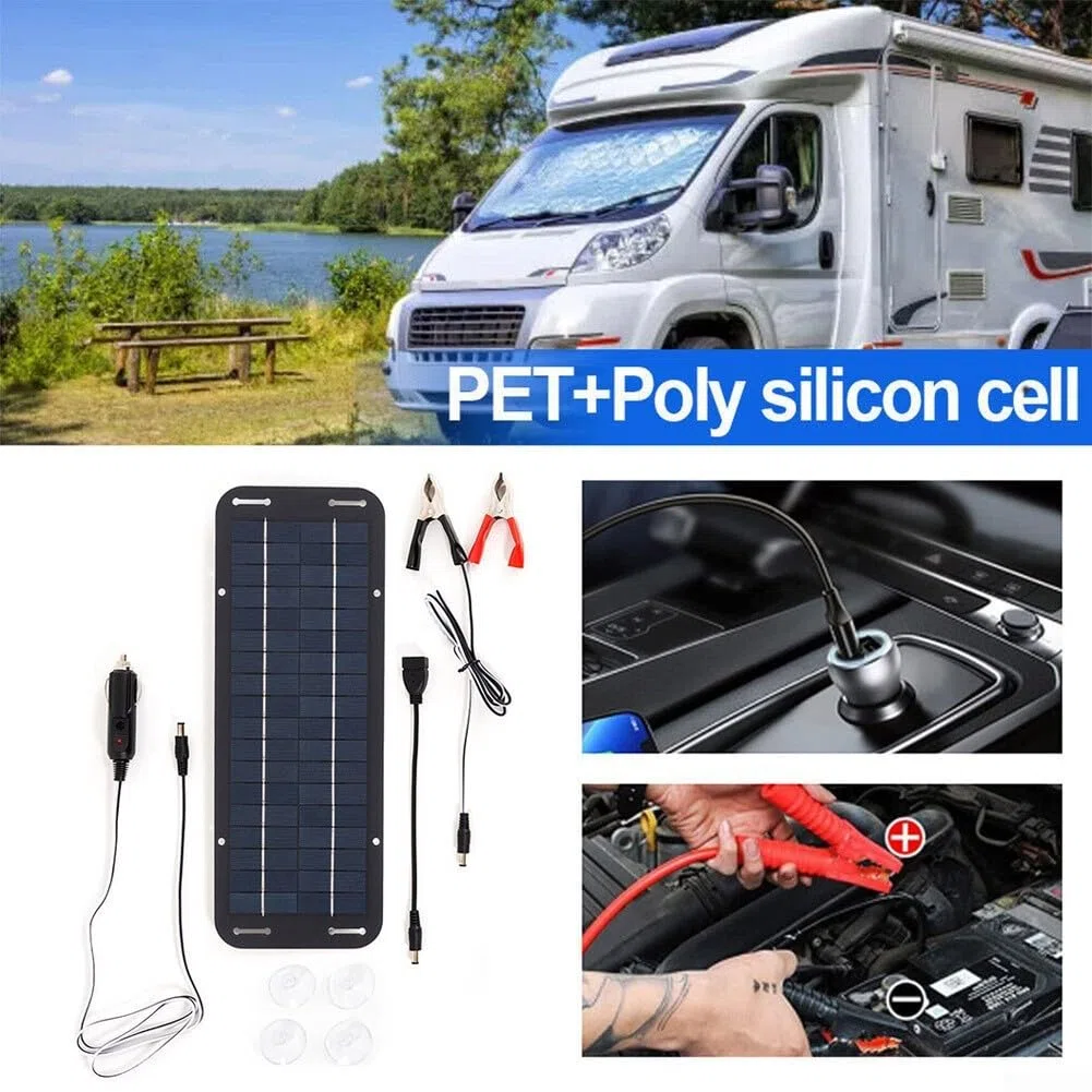 Batería solar de 30 W, cargador, mantenedor, 12 V, portátil, impermeable, panel solar, kit de carga por goteo para coche, barco, caravana, motocicleta