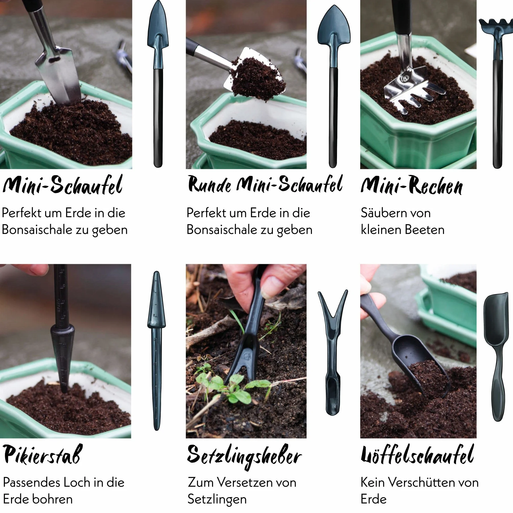 HappySeed Kit Bonsai Juego de Herramientas de 13 Piezas con práctica Bolsa - Mini Herramientas jardineria para Plantas de Interior y un Cultivo Profesional de bonsái