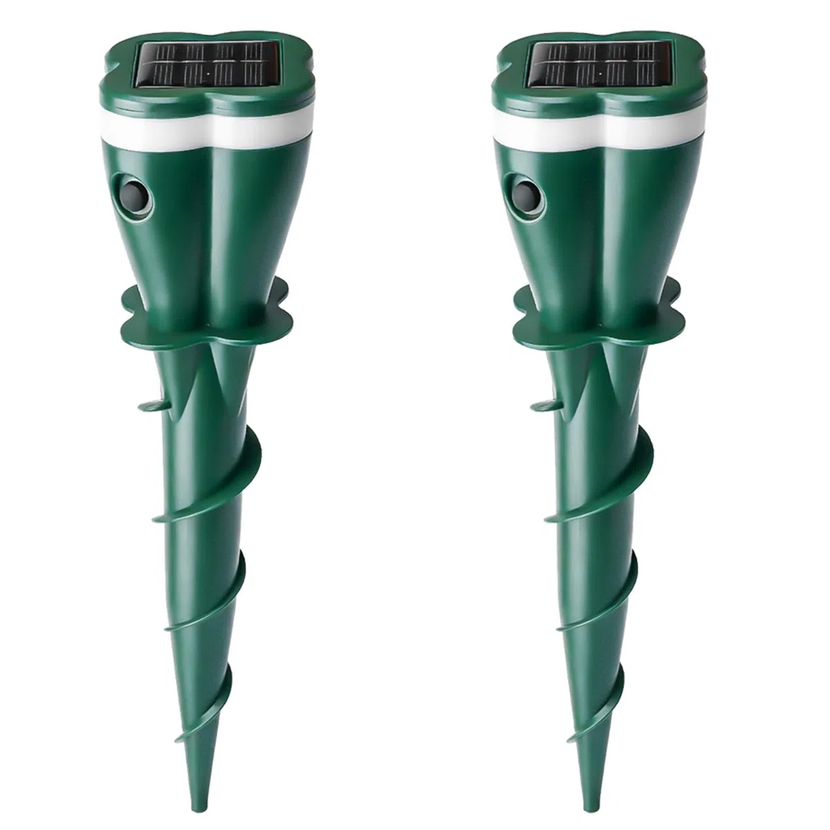 GAOUTO 2 unidades de ahuyentador solar de topos: diseño en espiral, ahuyentador de topos, ultrasonido, repelente de topos por ultrasonidos, resistente al agua IP65, para jardín y exterior