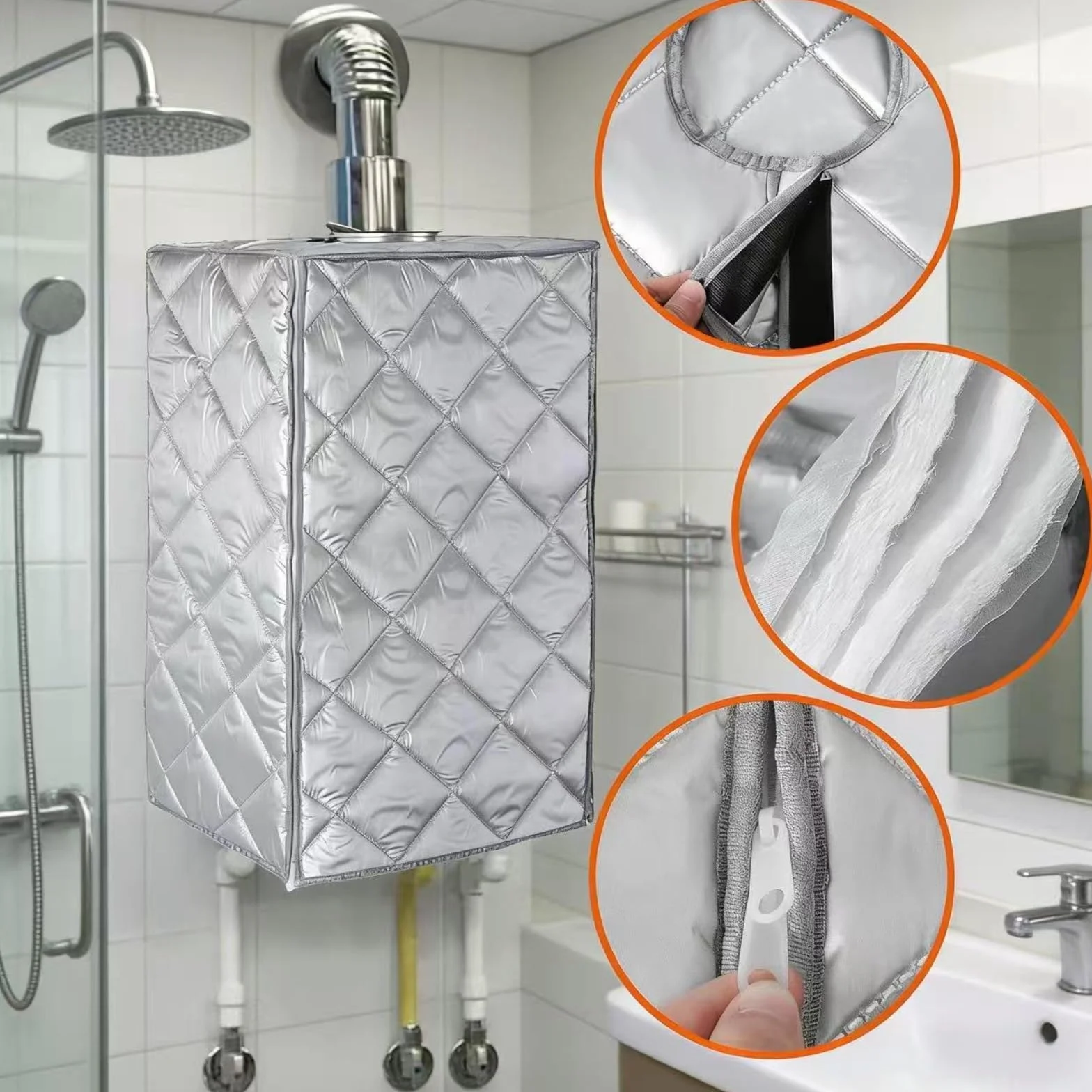 Cubierta reforzada para calentador de agua,Funda protectora impermeable para calderas y calentadores,Funda aislante contra heladas, lluvia y polvo,Durable al aire libre para patio,47x33x75cm