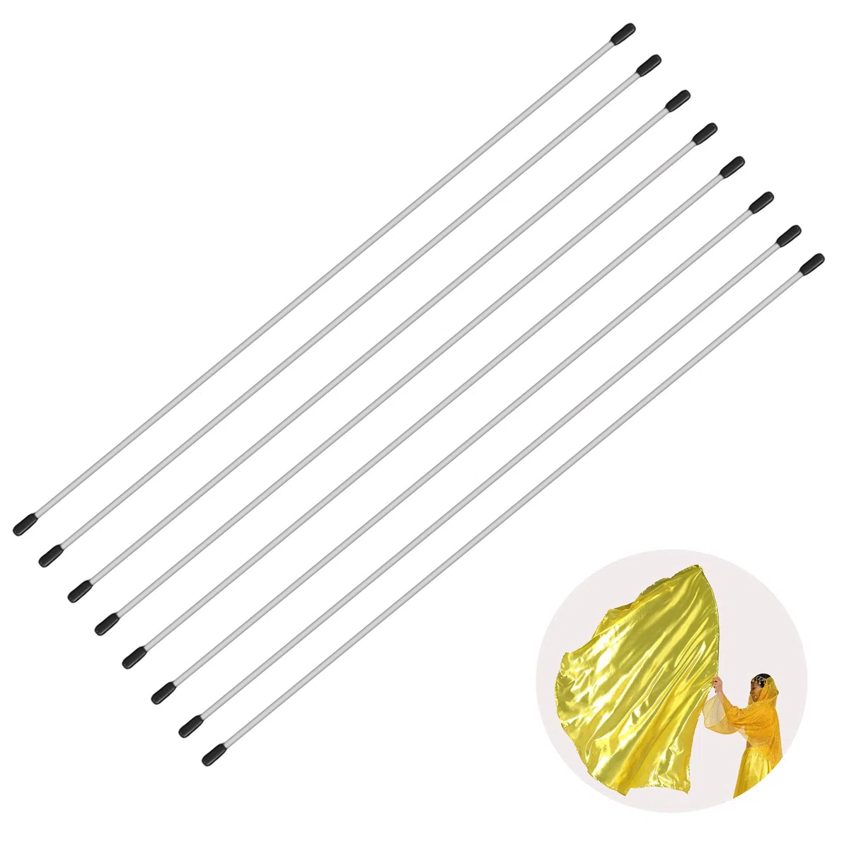 Baisdan 8 Varillas Flexibles, Banderas de Adoración de 47 pulgadas, Palos Flexibles y Doblables para Adoración y Alabanza, Accesorio de Danza con Bandera, 3 Longitudes Diferentes