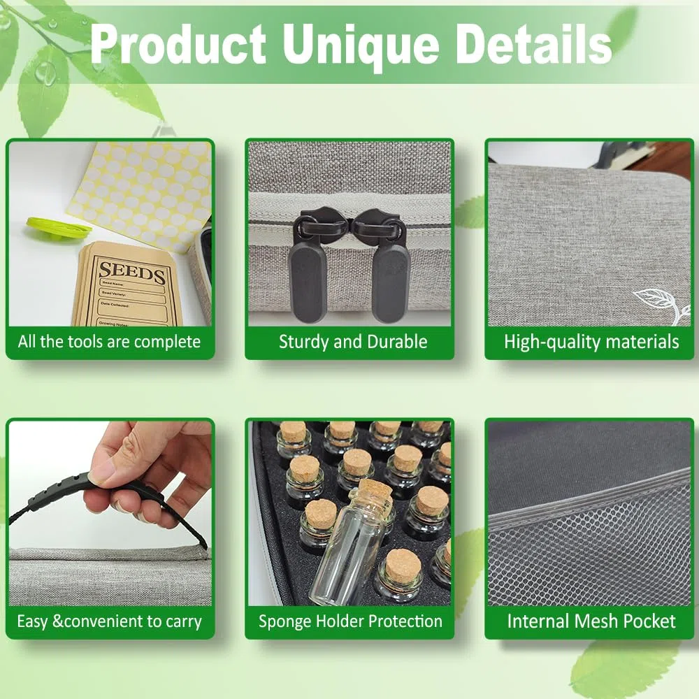 40 Ranuras Caja de Almacenamiento de Semillas,Pintura de Diamantes,Caja Organizadora de Semillas con Bolsa y Pegatinas,Organizador de Accesorios para Joyas,Manicura,Semillas