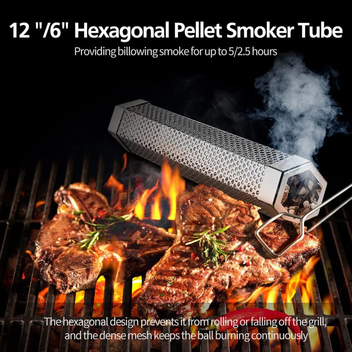 Ahumador Barbacoa Gas, Tubo de Fumador de Pellets de Acero Inoxidable, Caja para Ahumar, Generador de Humo Frío, Portátil para Todos Los Ahumadores de Carbón de Gas Eléctrico