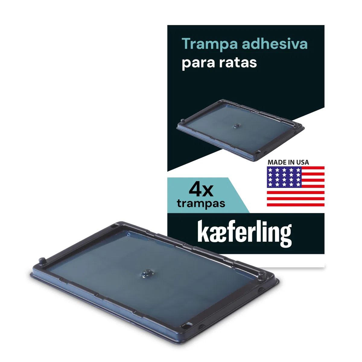 Catchmaster 4X Trampa para Ratas y Ratones - Sin Veneno - Adhesivo para Ratas Grandes - Pegamento Potente para Atrapar - Trampas efectivas para Ratones