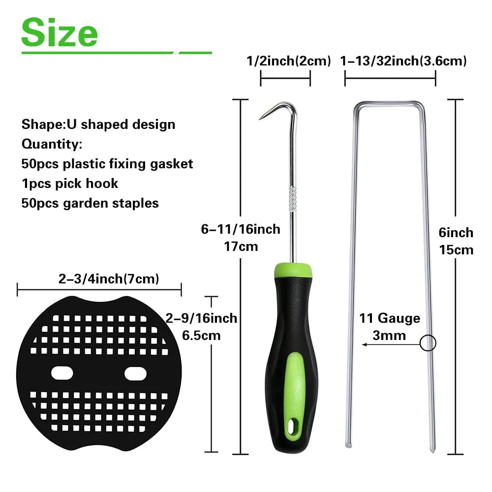 Bakulyor 50 grapas para jardín, 15 cm, U, Negro, plateado
