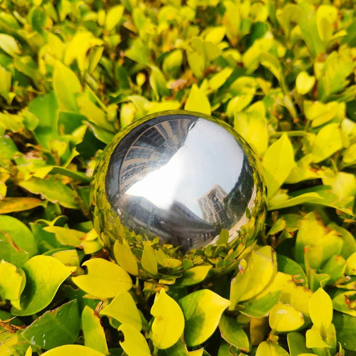 espejo de jardín de acero inoxidable pulido, bolas huecas surtidas plateadas – Reflejante para estanque, decoración mini estanque, 50/100 mm