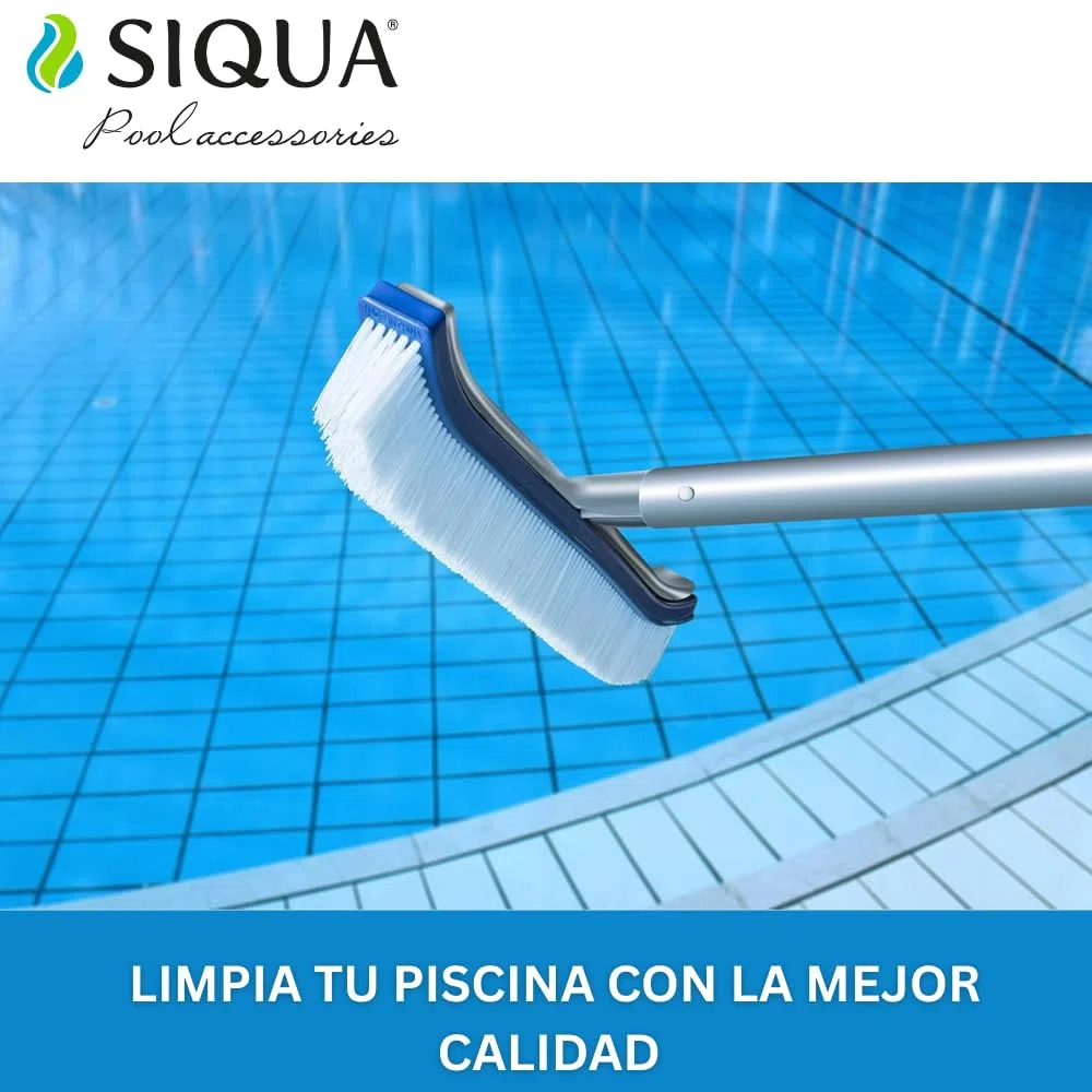 Cepillo Piscina de Aluminio 46 cm – Cabezal Cepillo Limpieza Profesional para Paredes, Suelos y Baldosas, Cerdas Resistentes, Compatible con Pértigas Estándar, Alta Eficiencia