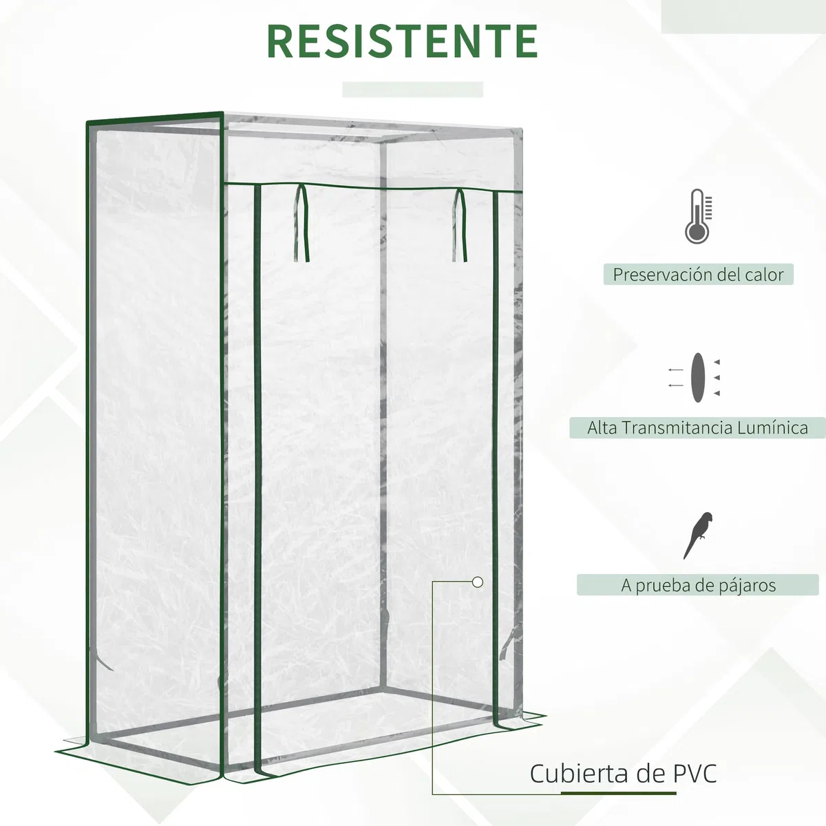 Outsunny Invernadero de Jardín con Puerta Enrollable y Estructura de Acero para Cultivo de Plantas Tomates en Terraza Patio 100x50x150 cm Transparente