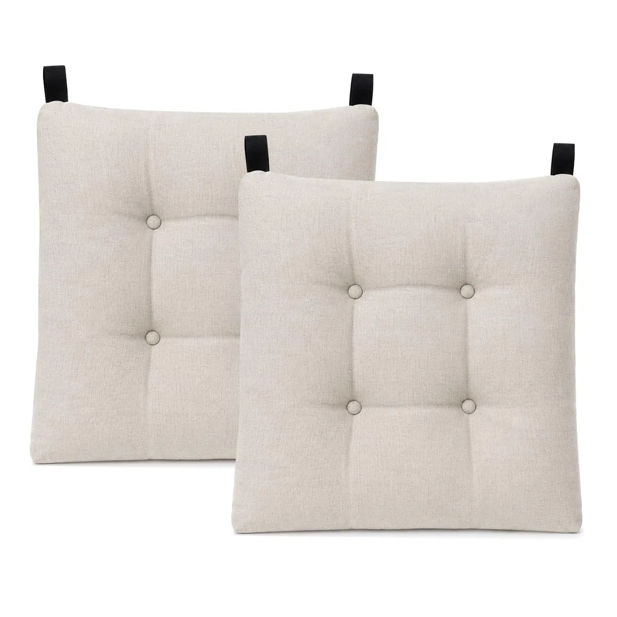 MERCURY TEXTIL- Pack de 2 Cojines para Silla 40x40x8cm Acolchados, Relleno de Copos de Poliuretano con Cintas de Sujeción Antideslizantes, Interior y Exterior. Fabricado en España(Pack 2, Beige)