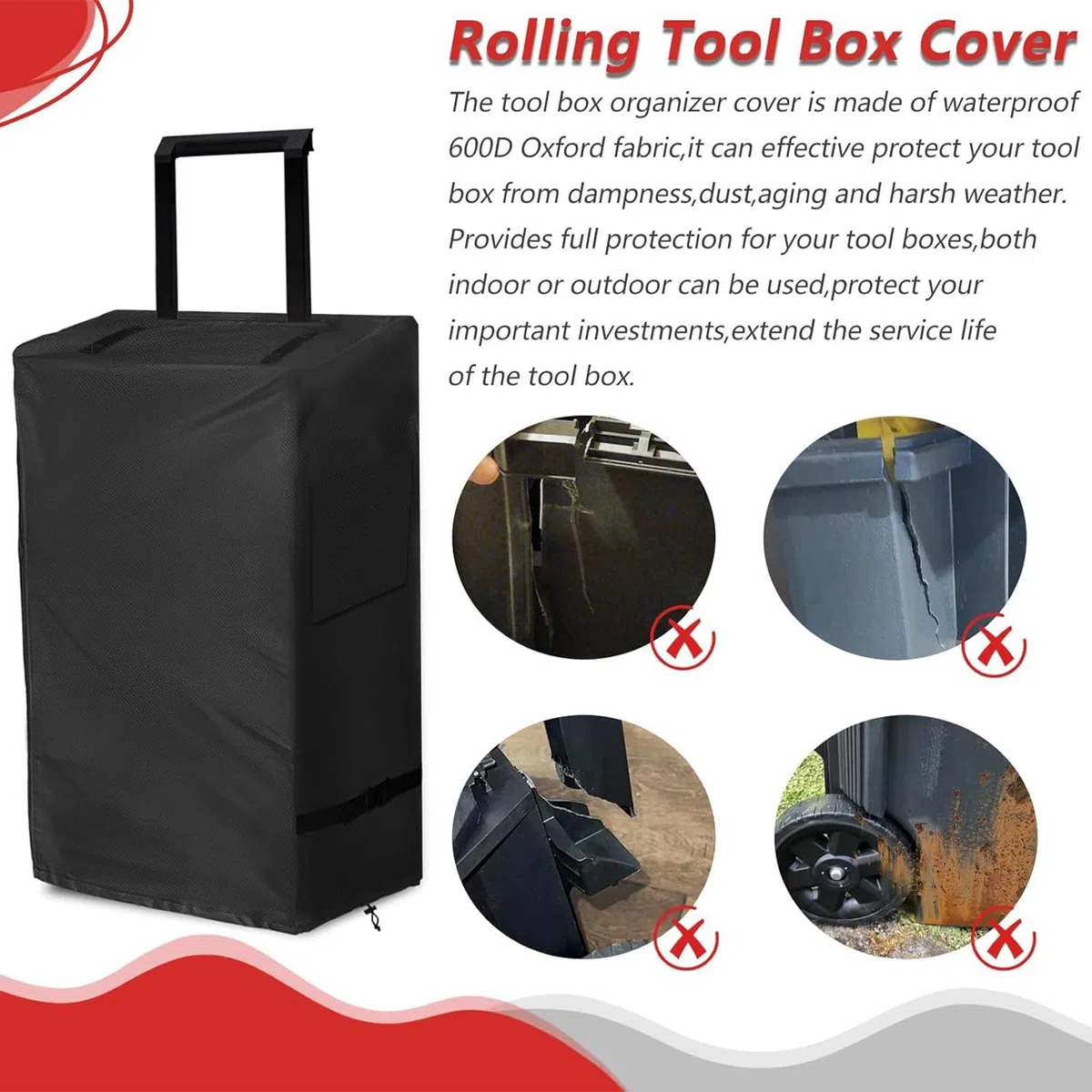 Funda De Caja De Herramientas Con Ruedas,Funda Protectora De Caja De Herramientas Con Ruedas De Tela Oxford - Gabinete Con Y Protección Impermeable,Para Patio Terraza Cocina Garaje Taller