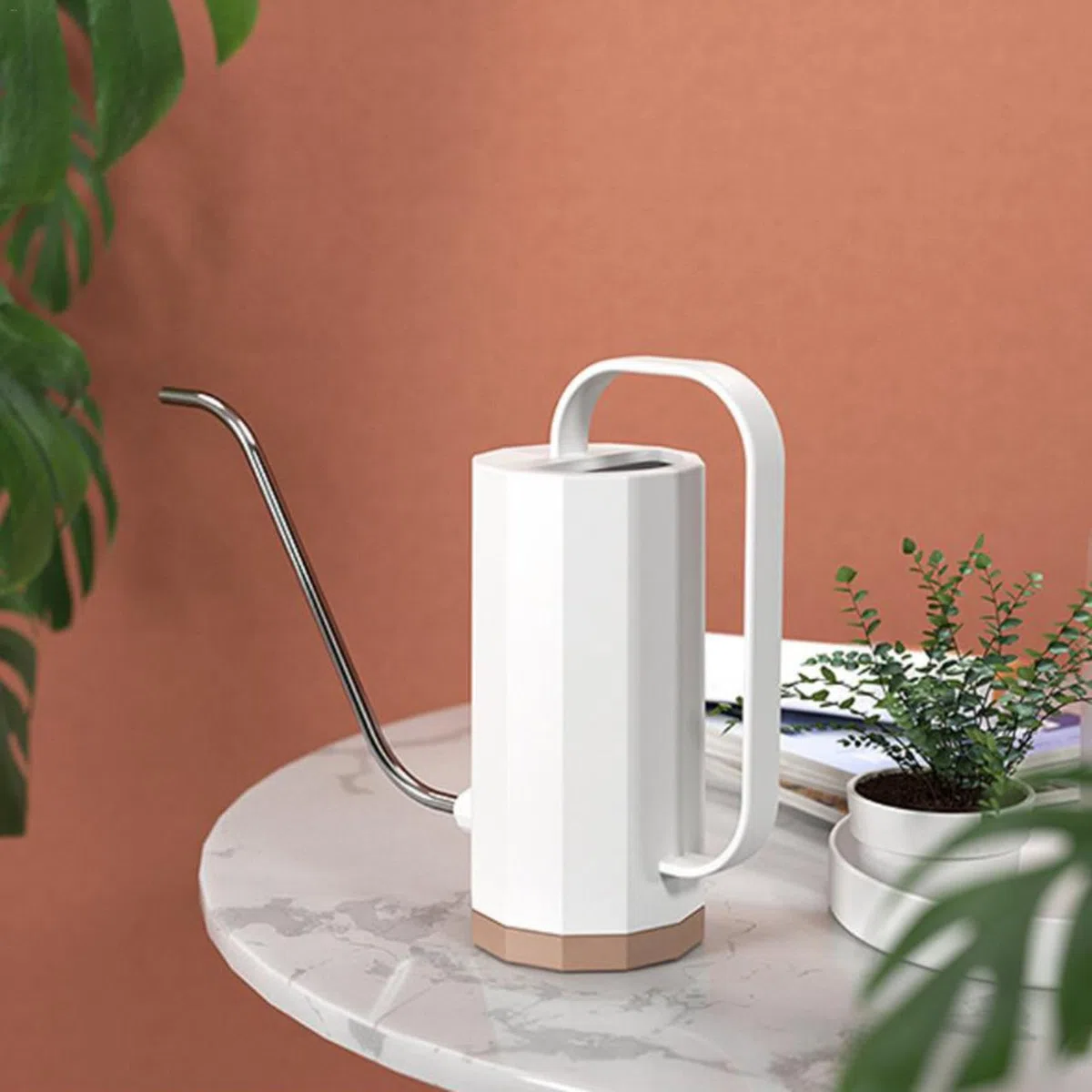 Regadera de Cuello Largo | Regadera de jardín de Acero Inoxidable de 50 onzas, Boquilla Larga para Evitar derrames para Plantas de Exterior e Interior
