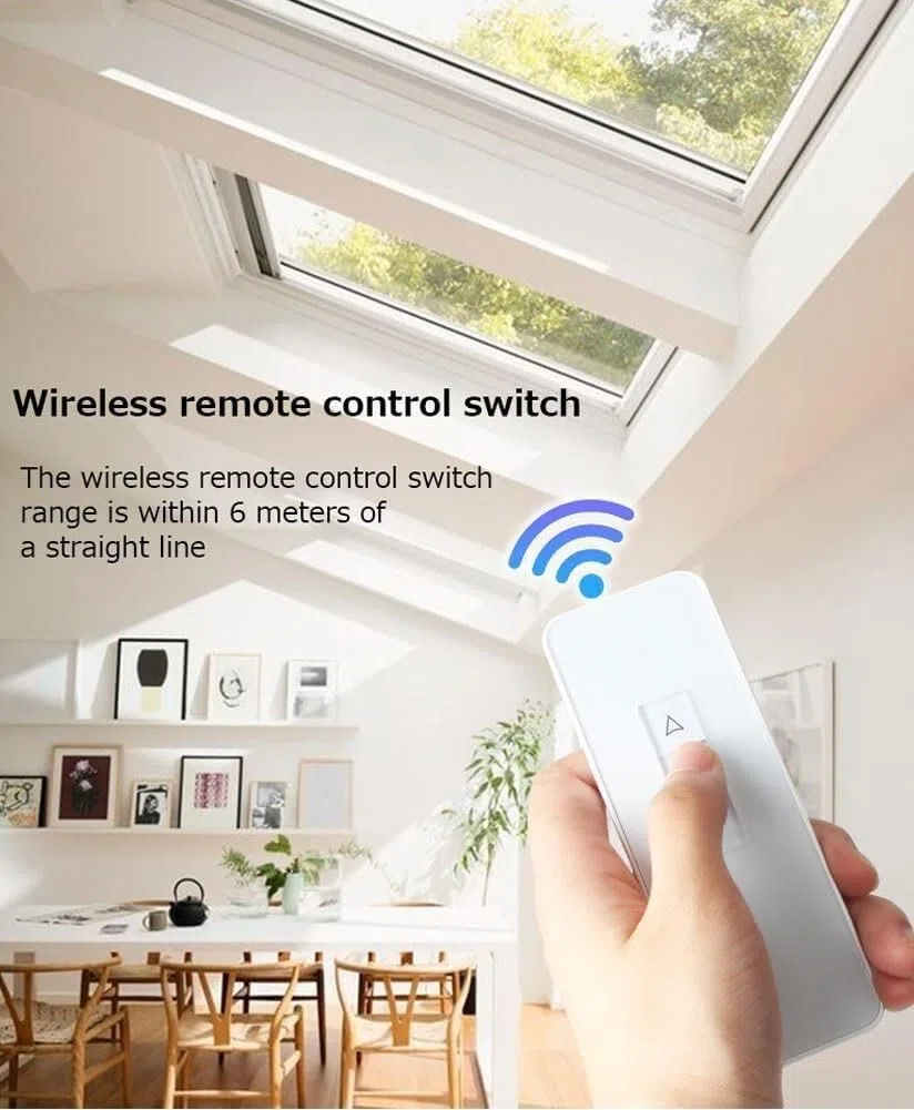 Abreventanas automático, abridor eléctrico de ventana de cadena con mando a distancia e interruptor de pared, apto para ventanas de techo e invernaderos, rango de viaje de 300 mm a 800 mm