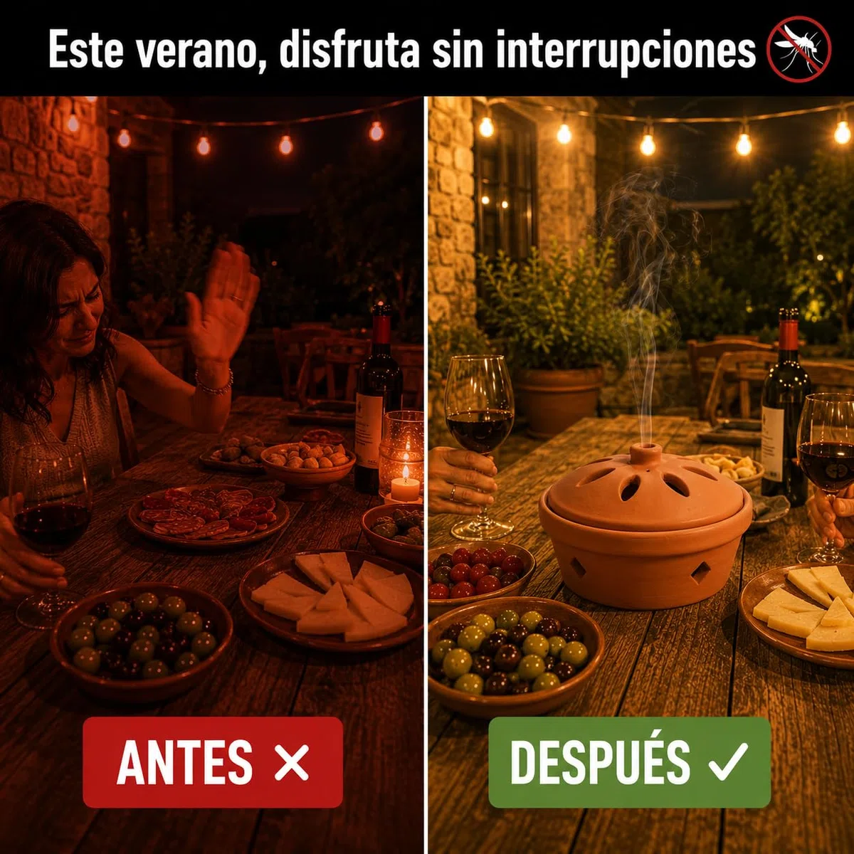 Kit Terraza Antimosquitos 30 Espirales Citronela + Quemador Cerámica Terracota – 7h Espiral – Antimosquitos Exterior Jardín Terraza Balcón – Mugy