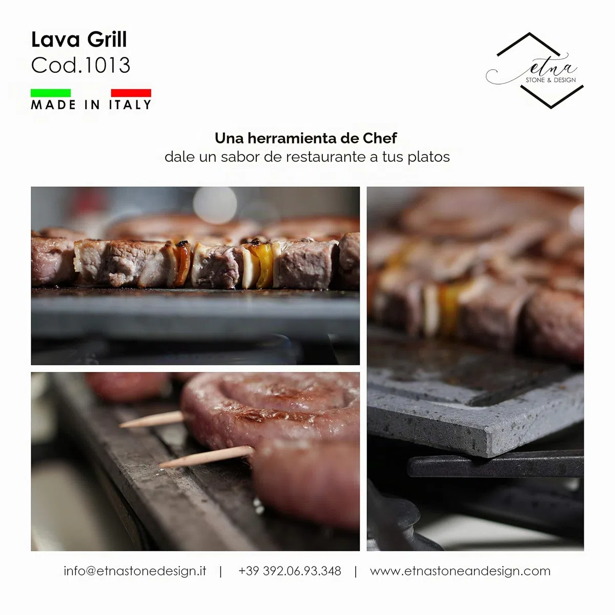 LAVA GRILL Base_Parrilla de piedra volcánica Etna pulida para horno y barbacoa cocción carne, pescado, verduras y pizza (15 x 30 x 2 cm)