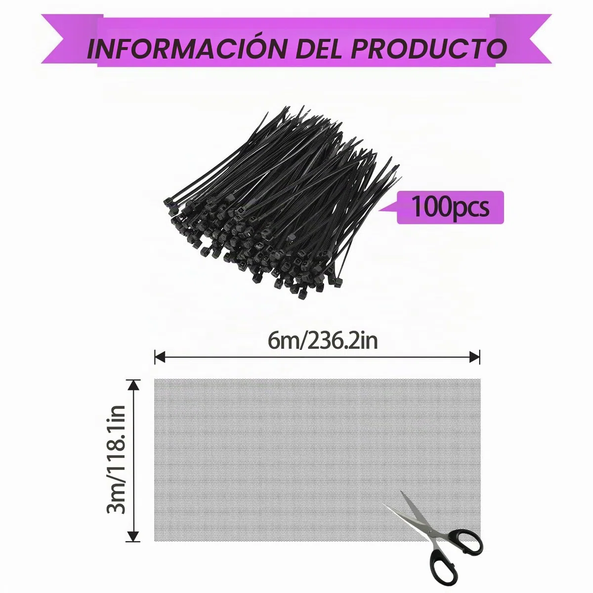 3 x 6m Malla Anti Mosquitos,Tela para Mosquitera, Red Antimosquitos Barrera para Mosquito Moscas Insecto y Pájaros para Jardín, Patio, Cenador, Piscinas y Protección de Plantas(Negro)