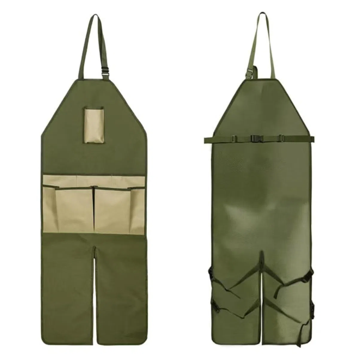 Genérico Delantal de Jardín, Delantal Largo Ajustable de Tela Oxford 600d con Múltiples Bolsillos y Protección de las Piernas para Trabajos Al Aire Libre, 46.5x17.7