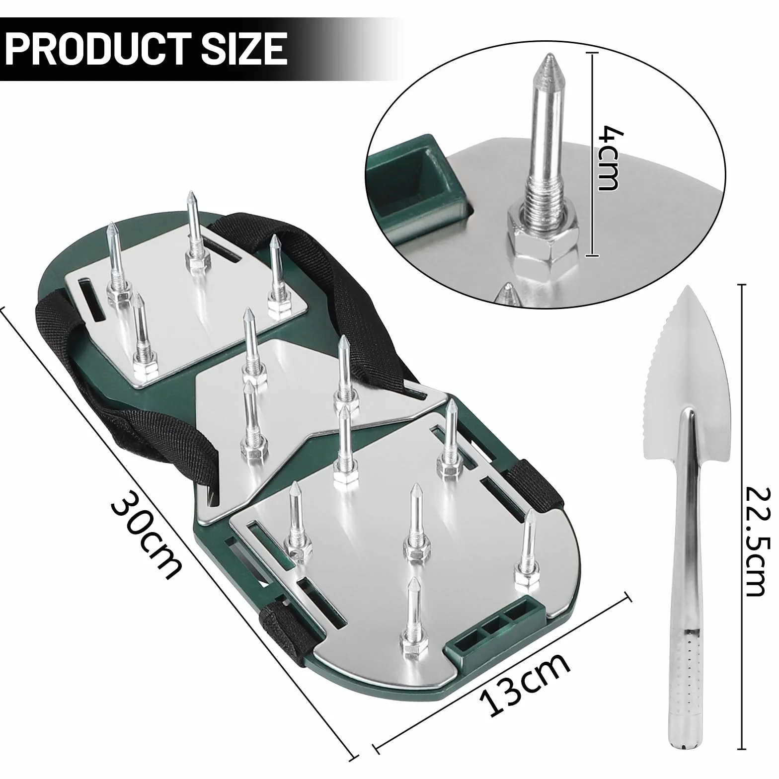 LALAGO 1 par Zapatos Aerador de Cesped Verde, Sandalias Césped Zapatos con Puntas Talla Universal Manual, Suela con Clavos con Pala y Clavos para Zapatos Aireación para Ventilar Patio y Jardín