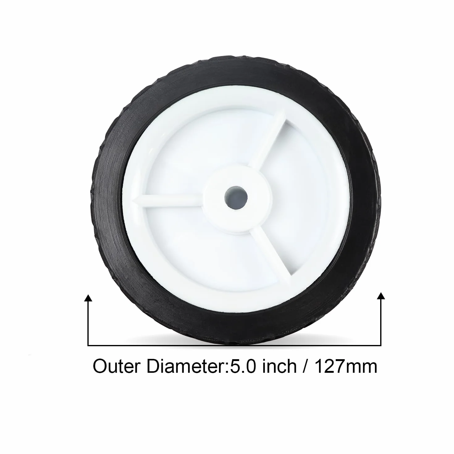 2x Rueda de goma universal, rueda de repuesto 125mm por cochecito, diámetro del agujero del eje 10.0mm