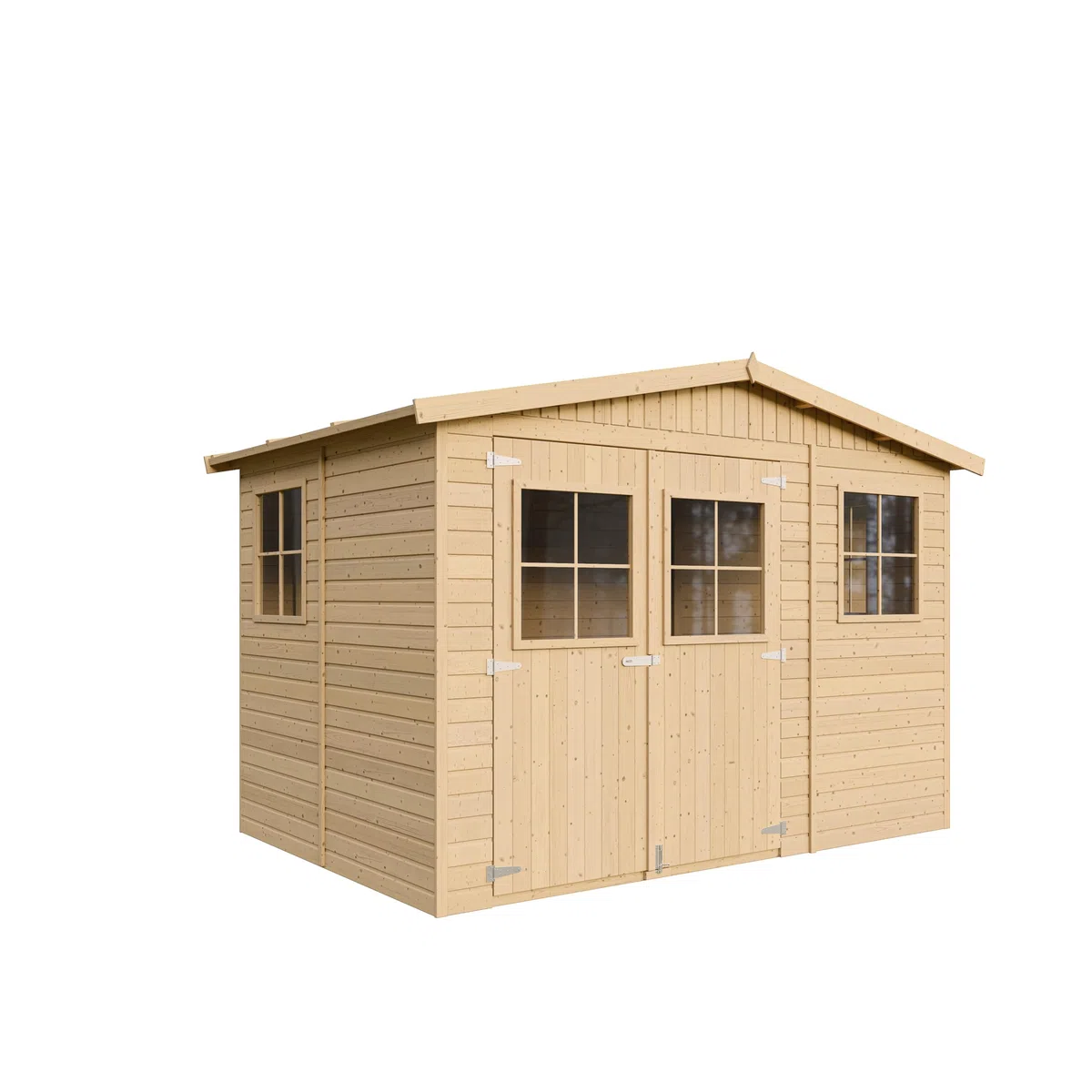 Caseta de Jardín Exterior de Madera 6,03 m², Cobertizo para Bicicletas, Caseta de Almacenamiento, Pared de 17 mm, Ventana, TIMBELA M334+M334G