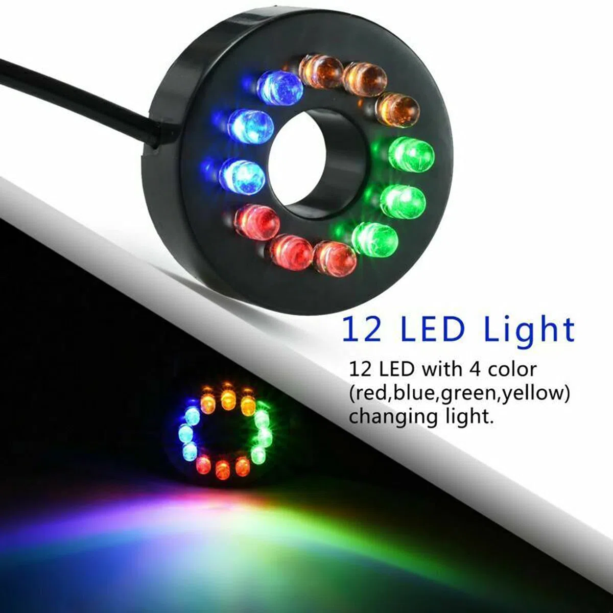 Bomba de estanque Bomba de agua de fuente eléctrica con 12LED Luz Estanque Jardín Piscina Bomba sumergible 15W(EU PLUG)