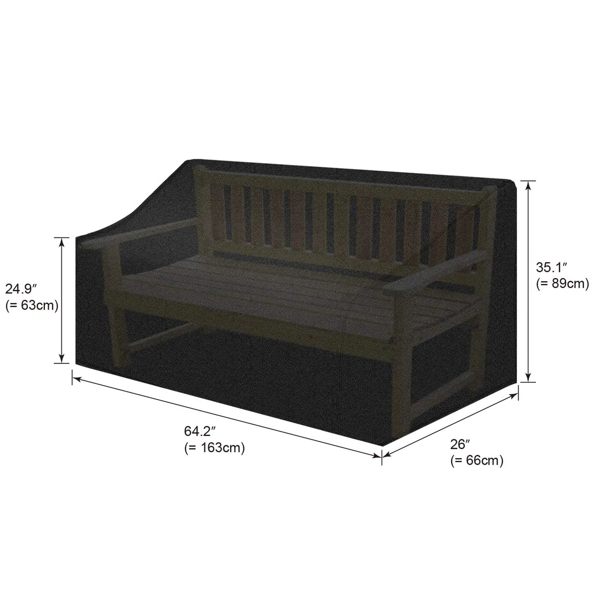 INMUA Funda para Banco de Jardín Impermeable, Cubierta para Banco de Jardín de 3 Plaza Resistente al Viento, Anti-UV, Funda Protectora para Sofá Telas Oxford 420D Resistente (66 X 63 X 89/163 CM)