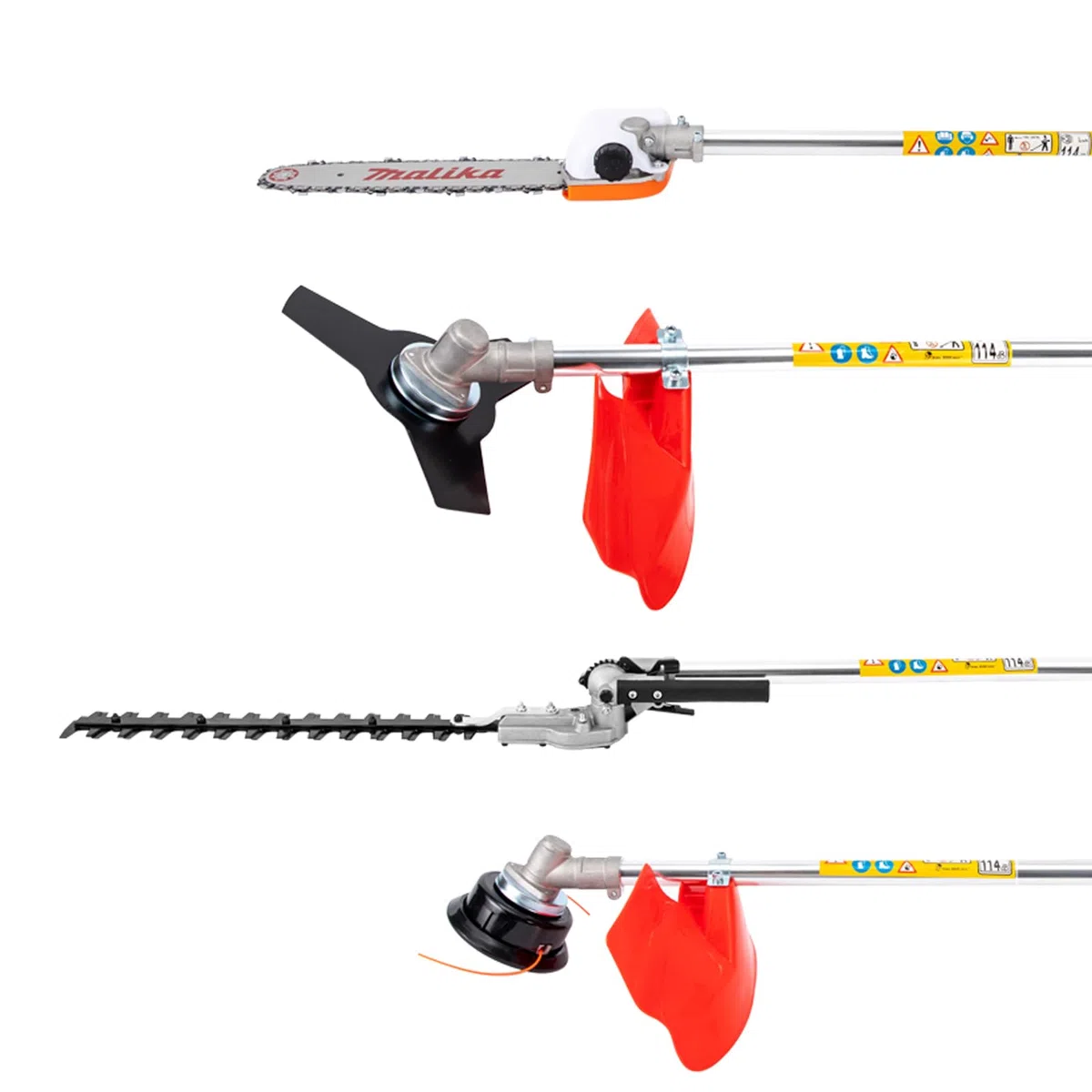 Cortasetos de gasolina, 52 cc, dispositivo multifunción de 2 tiempos, cortasetos telescópico con podadora, desbrozadora, motor de 1,7 kW, barra de extensión de 2,7 m, herramienta de jardín de gasolina