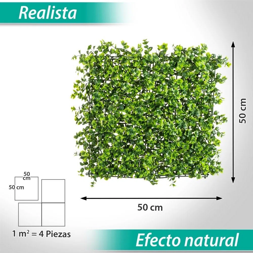 LOLAhome Jardín Vertical Artificial Estilo Enredadera | 1 Panel de 50x50 cm | PVC: 5 años protección UV | Realista y Elegante, Fácil instalación | para Interior y Exterior | Jardín Vertical