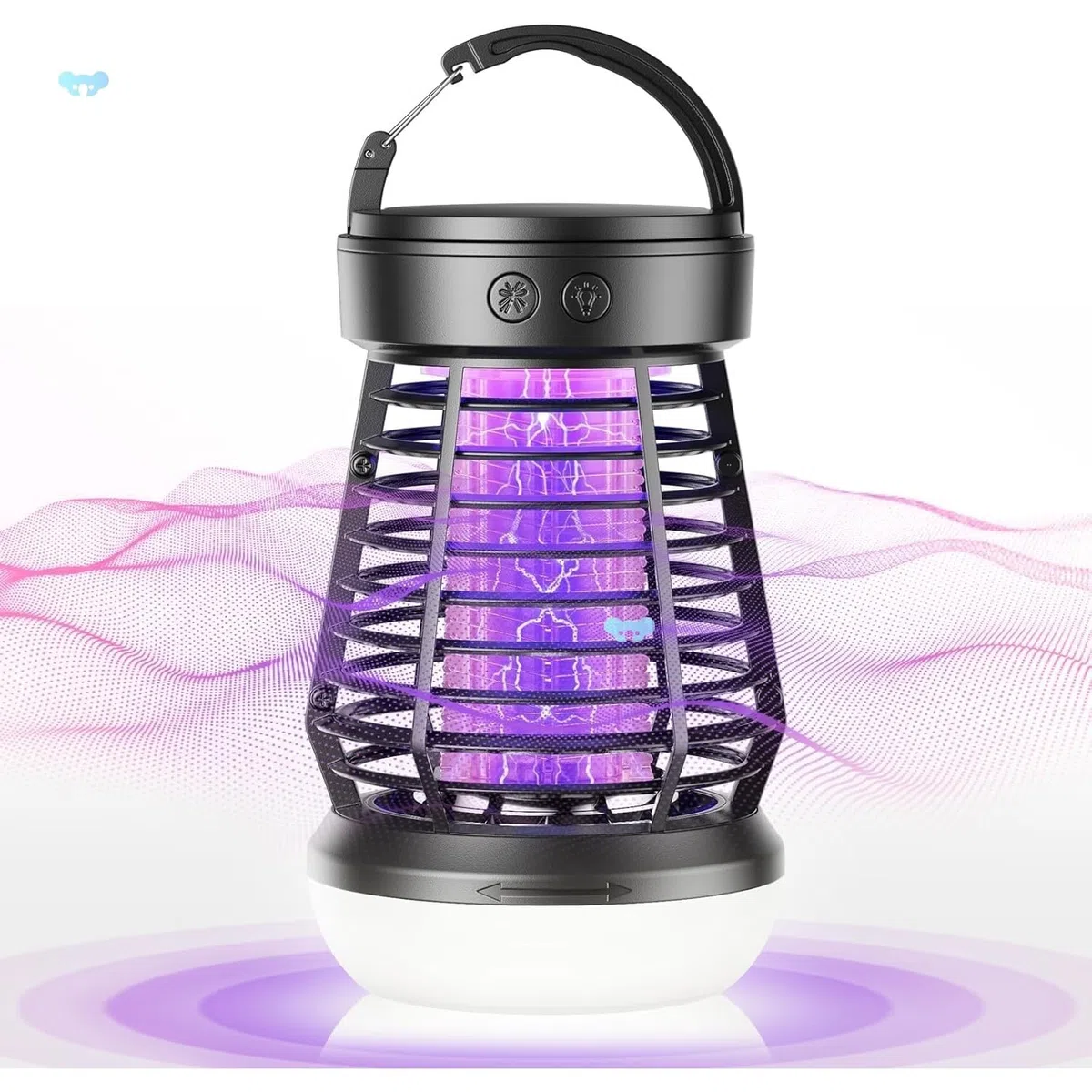 Lámpara Matamosquitos UV 2000V Recargable 2000mAh, Antimosquitos Eléctrico Portátil con Carga USB, Luz LED Suave y SOS, Impermeable IPX4 para Camping, Jardín, Balcón y Dormitorio