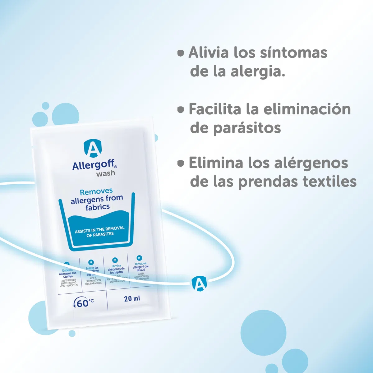 Allergoff Spray (400 ml) y Detergente (20 ml) Antiácaros | Kit para Colchones | Tratamiento para Ropa de Cama de Alérgicos | Eliminar Síntomas de Alergia