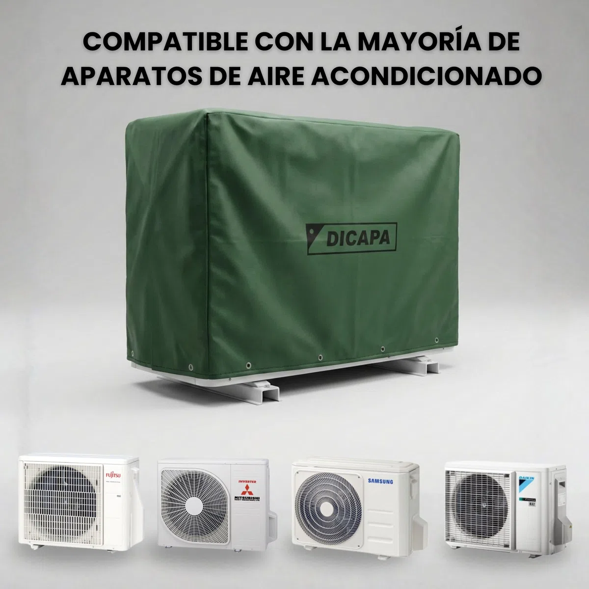 DICAPA Funda Aire Acondicionado Exterior de 90 x 55 x 30 cm. Cubre Aire Acondicionado Exterior Impermeable y Resistente (Verde)