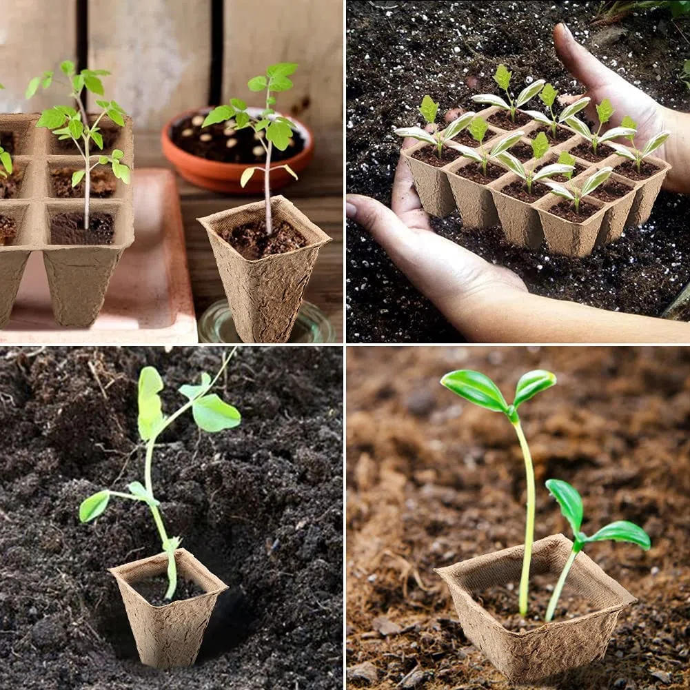 KINGLAKE 20 bandejas para Plantar semilleros biodegradables, con 100 Etiquetas de plástico para Plantas y Herramientas de trasplante