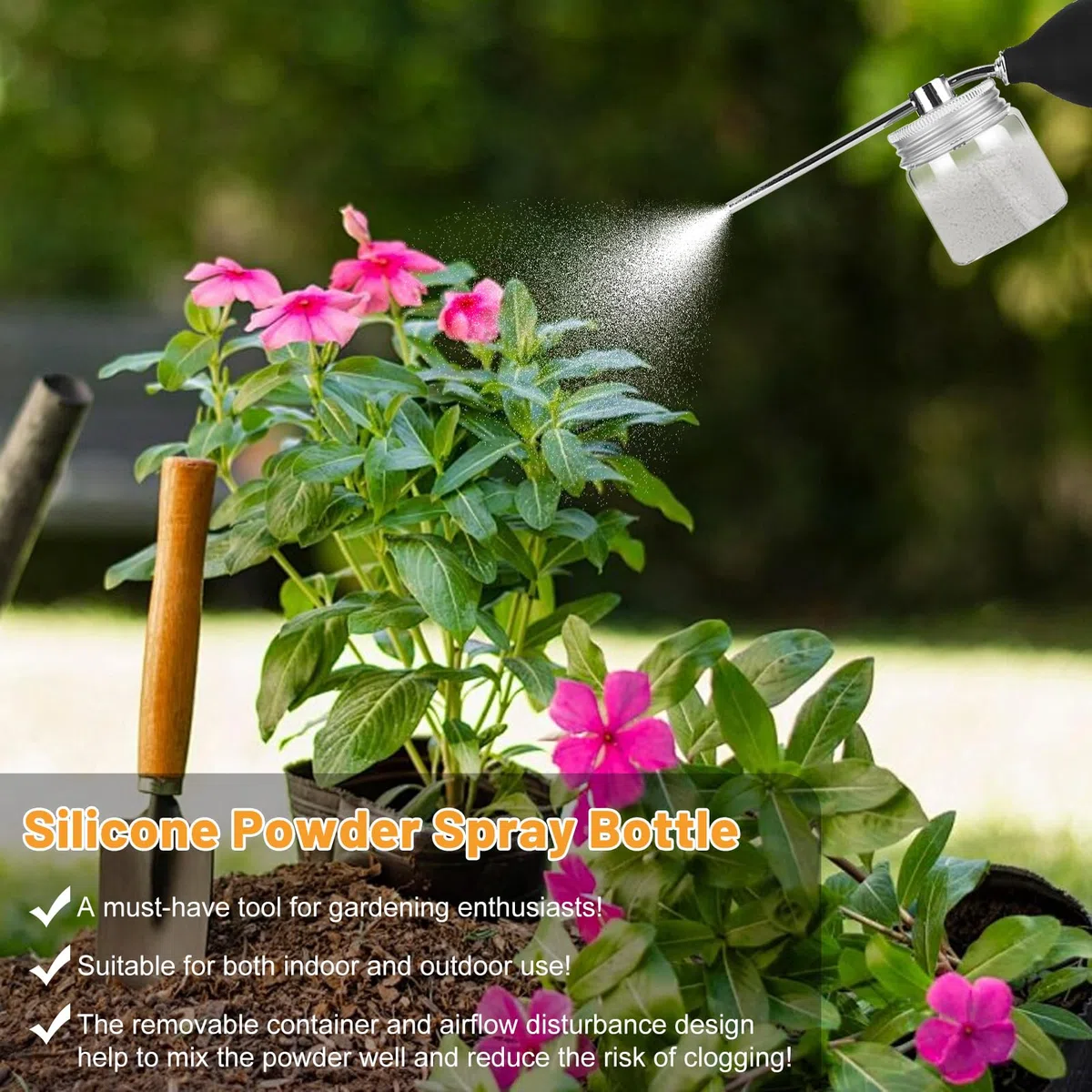 Diatomizador de tierra de diatomización, polvo de diatomeas en polvo, 108 ml, boquilla de acero inoxidable, pulverizador de polvo para cal de algas diatomeomaceous Earth, antibloqueo, pulverizador de