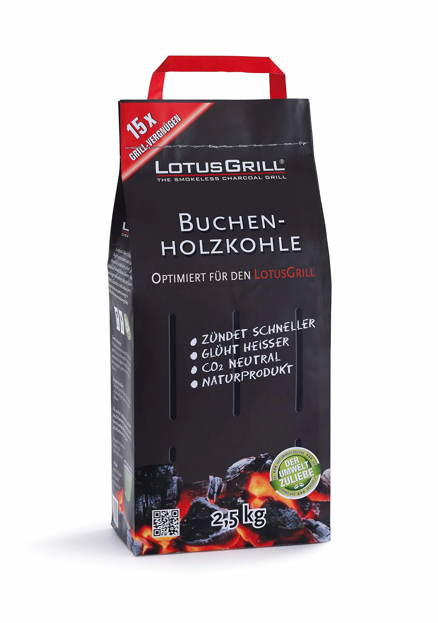 Lotus Parrilla de carbón Madera Haya 2,5 kg. Especialmente Diseñado para los raucharmen Carbón Vegetal Barbacoa/ – Parrilla de Mesa