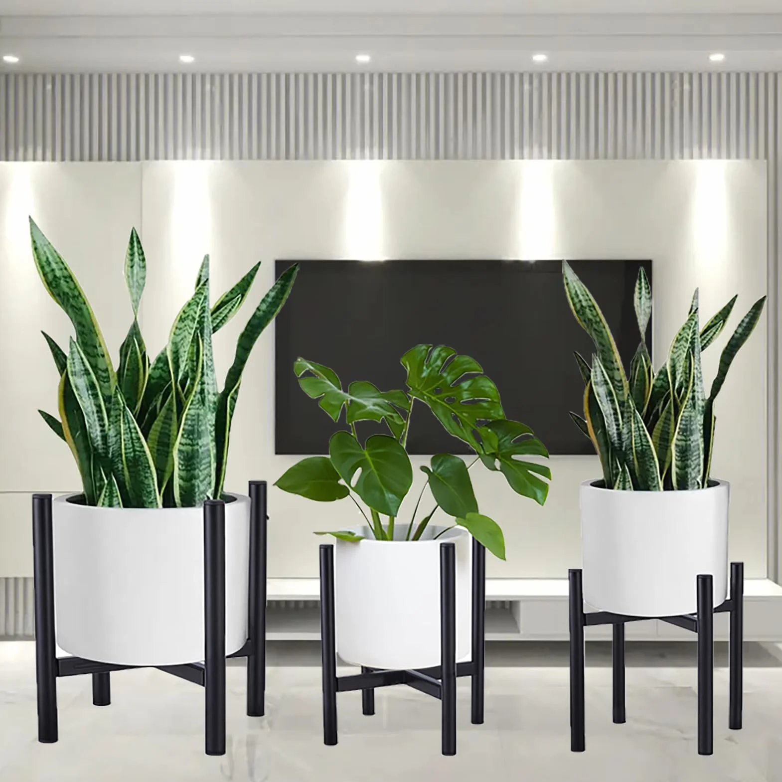 Soporte Ajustable para Plantas, Soporte para Plantas, Macetas Interior, 21 cm-35 cm, Metal Taburete, Moderno Soporte para Macetas para uso Interior y Exterior