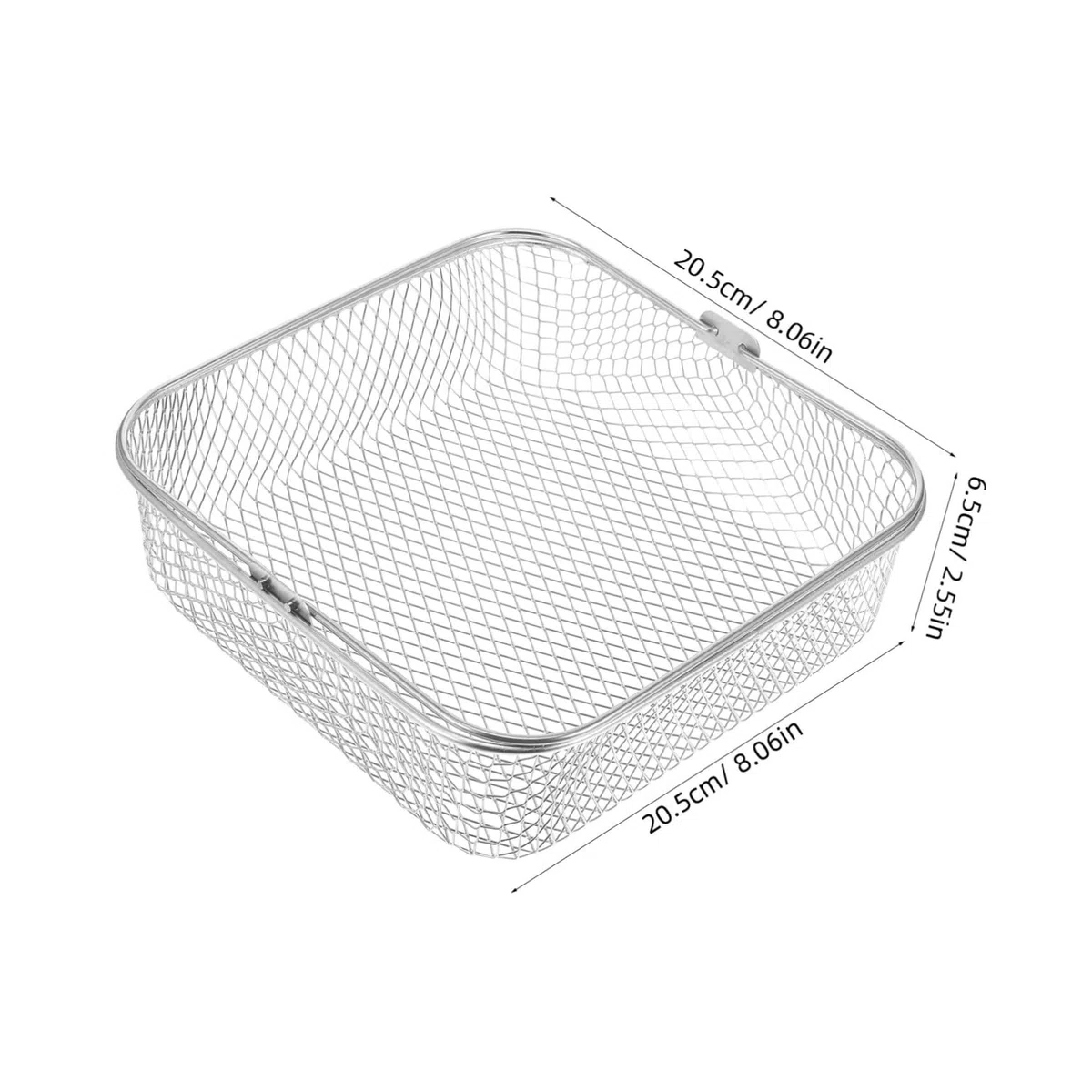 Kichvoe Cesta con Asa para Extracción Fácil de Freidora de Aire Cuadrada de Acero Inoxidable y Cocción Saludable para Cocinar Papas Fritas y Pollo Frito