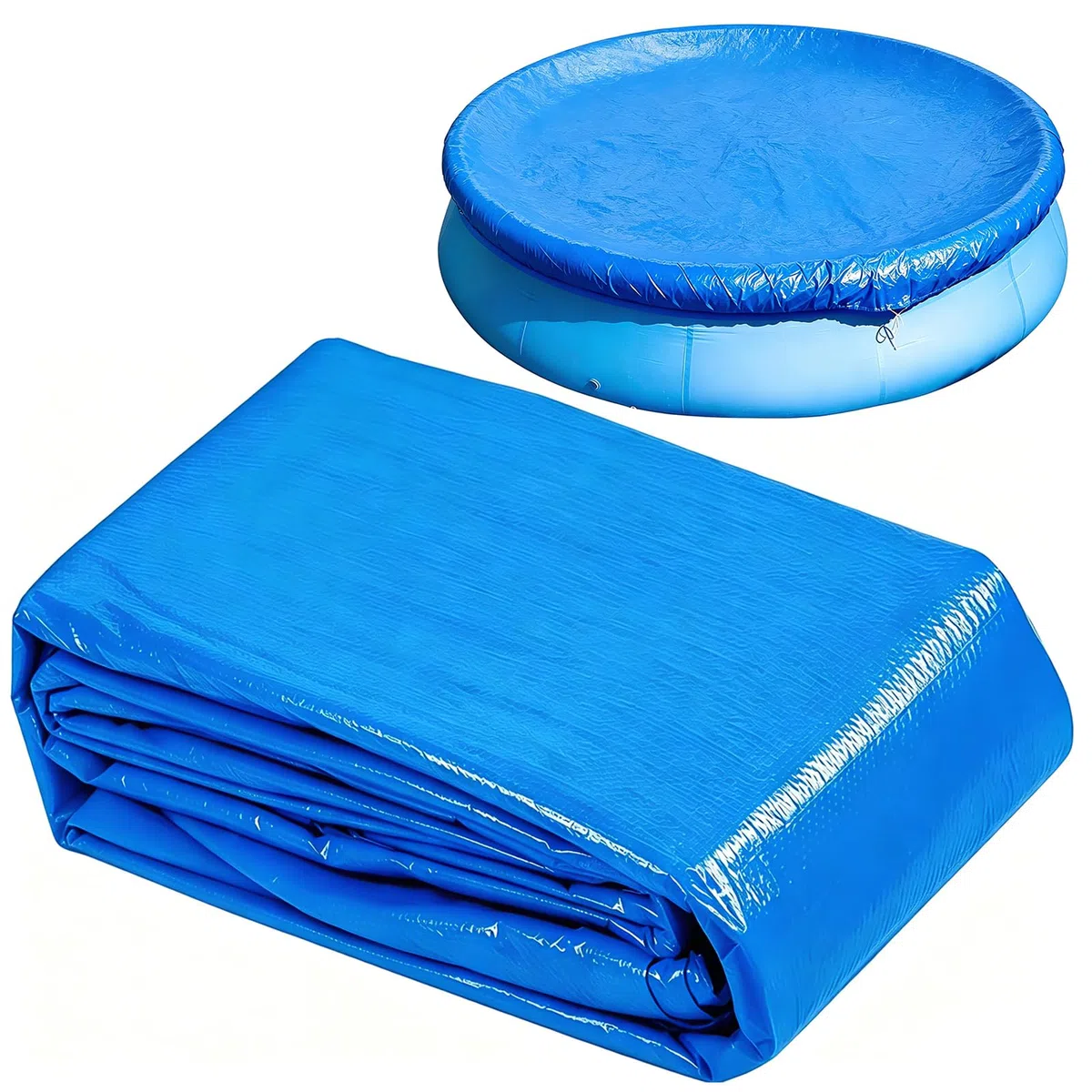 Cobertor Piscina Redonda, Cubierta de Piscina Redonda, Lona Cubre Piscina per Verano y Invierno, Fundas para Piscinas Plegable, Funda Piscina, UV-Resistente, Resistente al Agua al Polvo