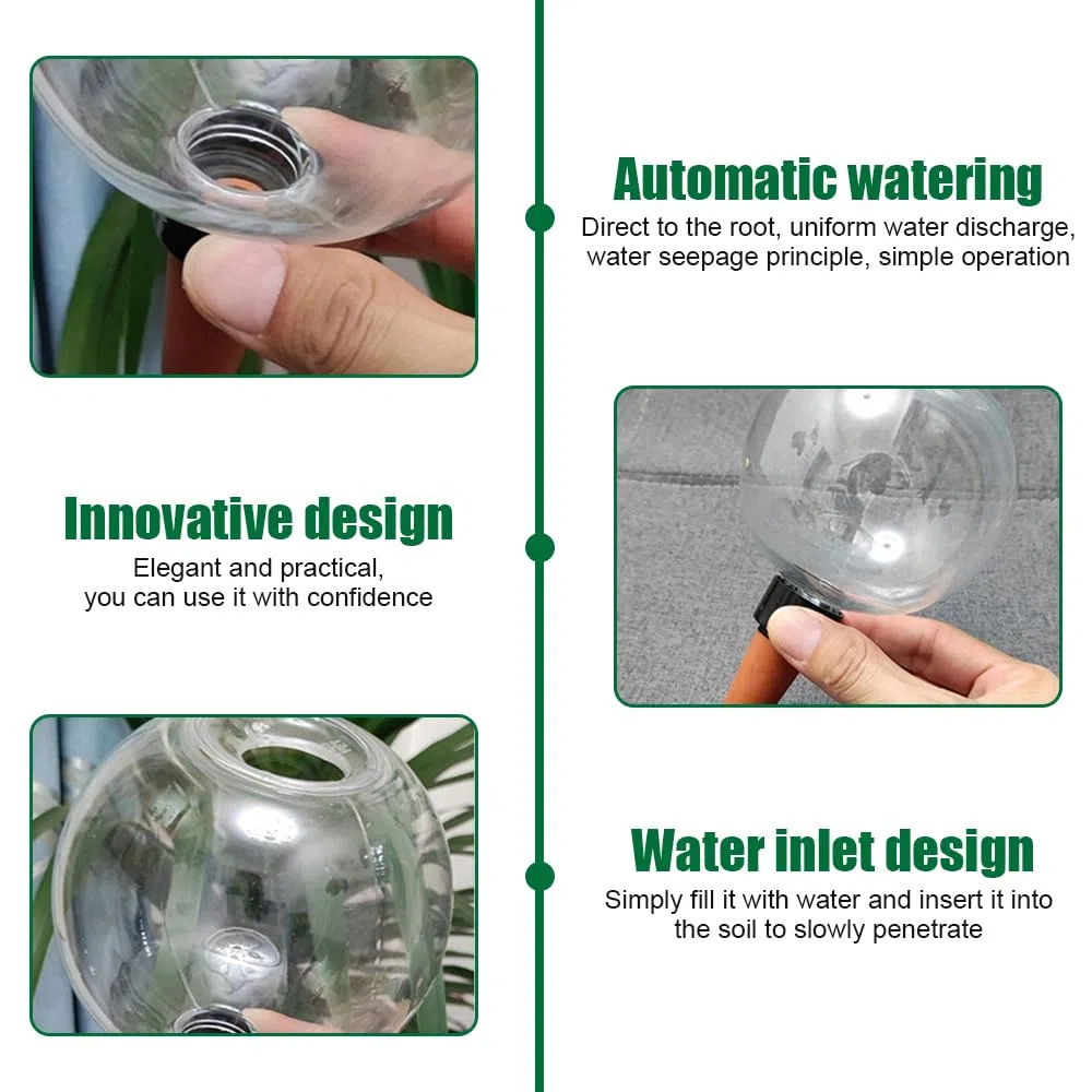 Globos De Riego De Plantas 500ml, 4 Pieza Autorriego Globos Bolas De Riego, Cebollas De Riego Transparentes, Bola De Goteros De Riego para Plantas De Interior, Balcón Jardín, Autoriego