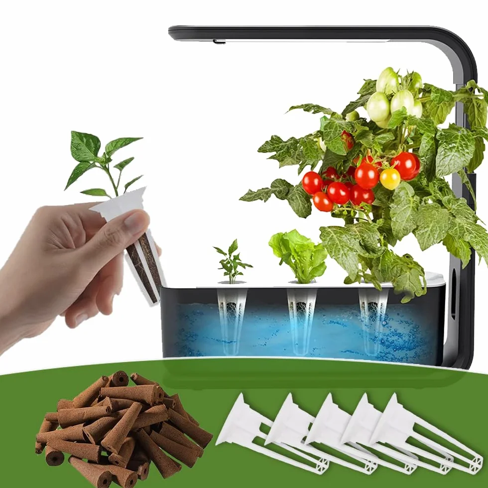 50 Piezas Kit de Sistemas de Cultivo hidropónico,25 Piezas esponjas de Crecimiento de raíces,25 Piezas Maceta Hidropónica,para Sistema de Cultivo Hidropónico de Jardín,Interior